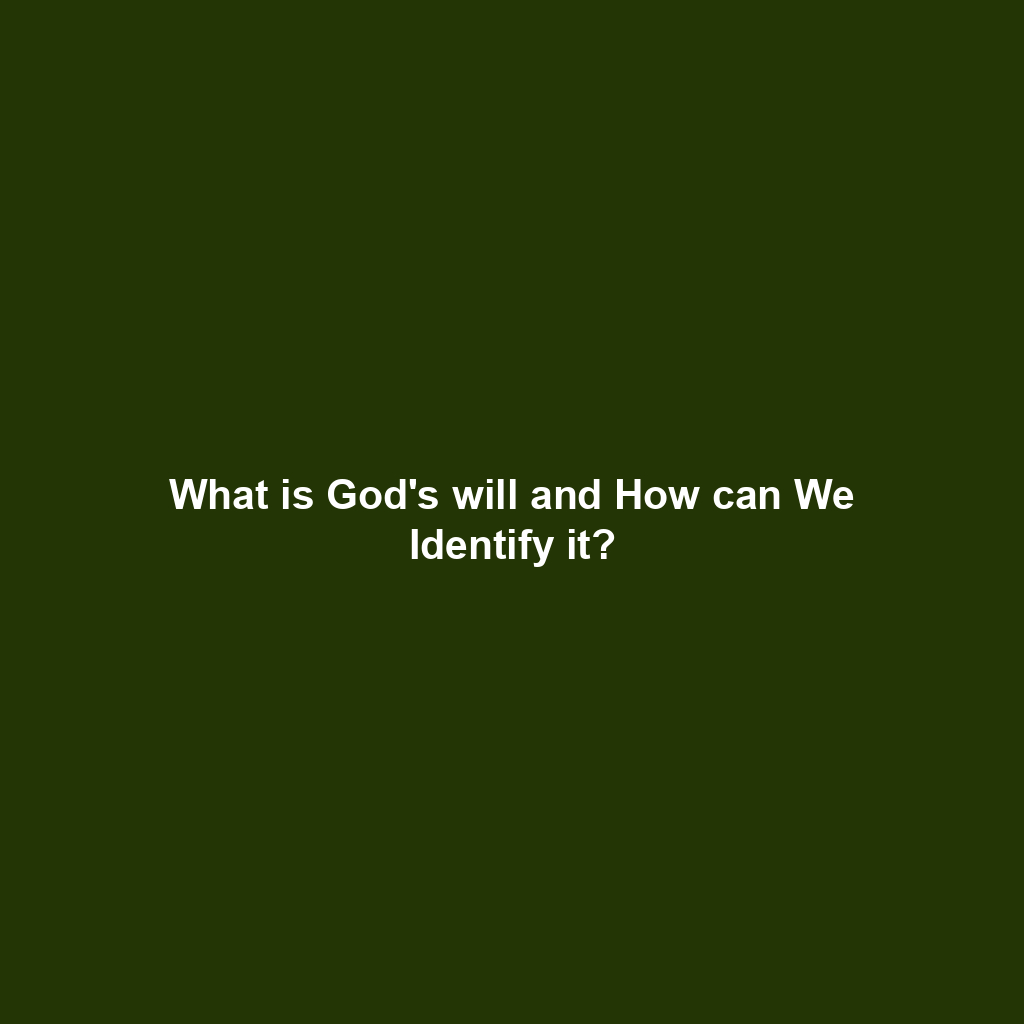 What is God's will and How can We Identify it?