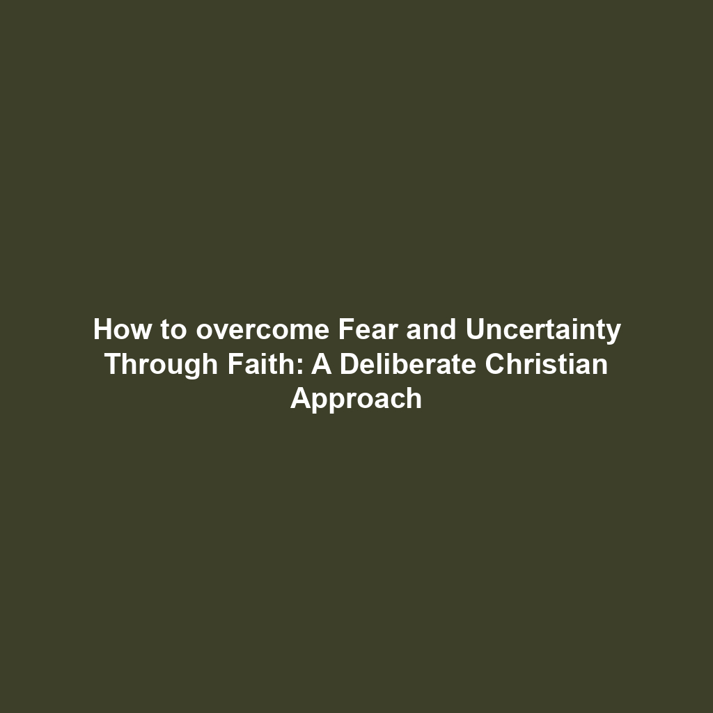 How to overcome Fear and Uncertainty Through Faith: A Deliberate Christian Approach